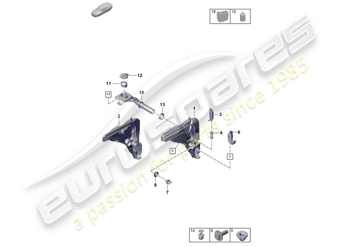 porsche 2025 (cayenne e3 pa) scheibe flüssigkeitsbehälter scheibenreinigungslösung teilediagramm