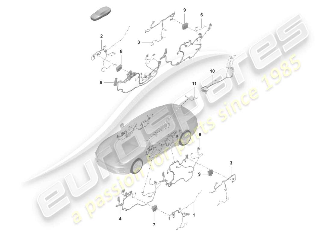 porsche 2023 (panamera 971-2) kabelbäume türen vorne und hinten steuergeräte türen teilediagramm
