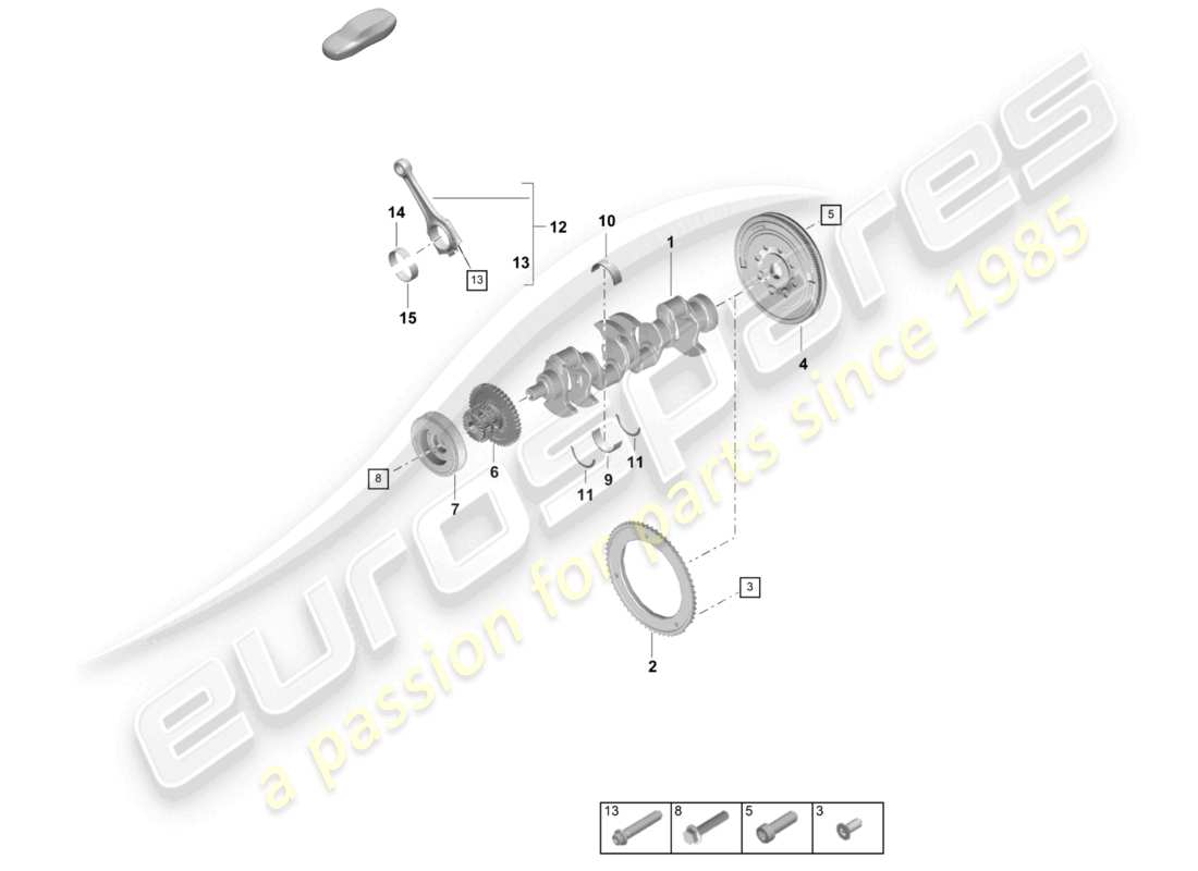 porsche 2025 (cayenne e3 pa) kurbelwellen-pleuelstangen-schwingungsdämpfer teilediagramm