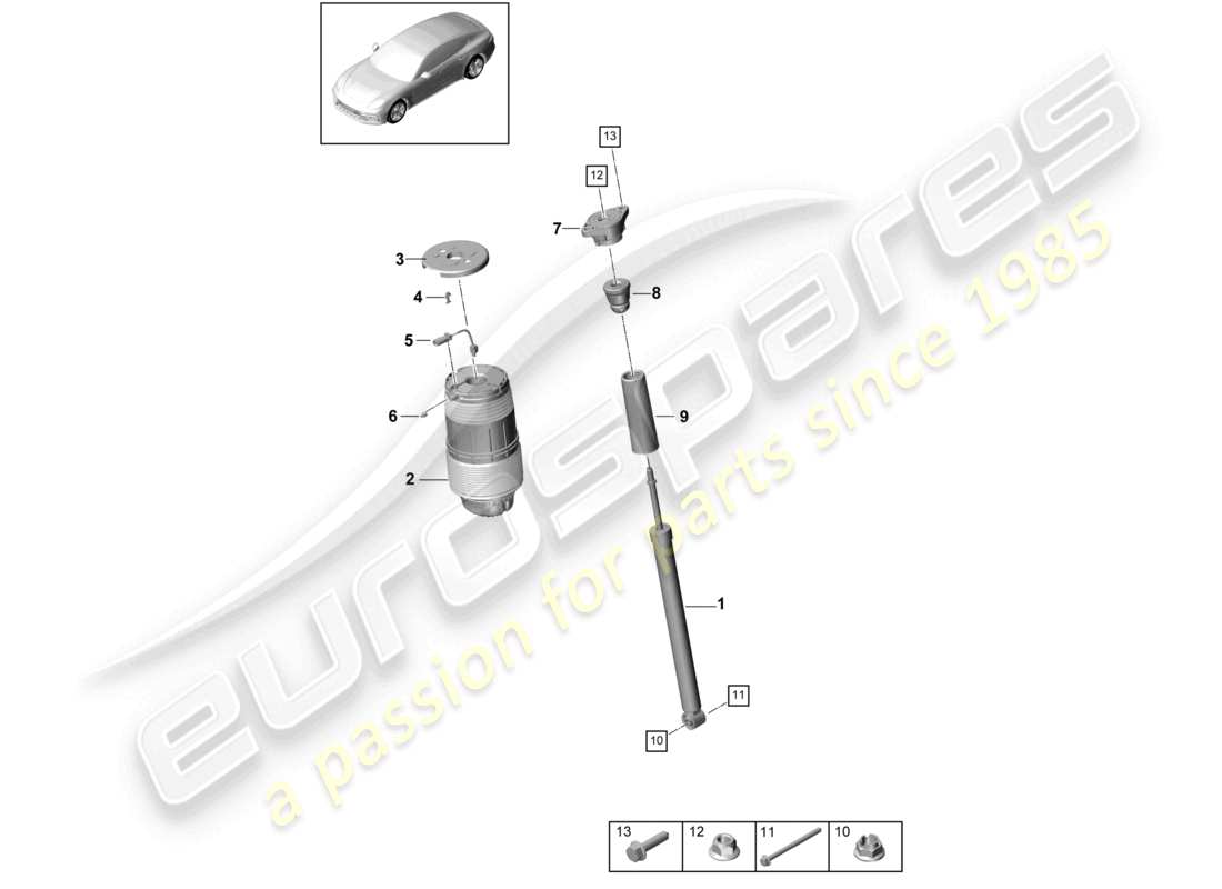 porsche 2021 (panamera 971-1) luftfeder-ersatzteildiagramm
