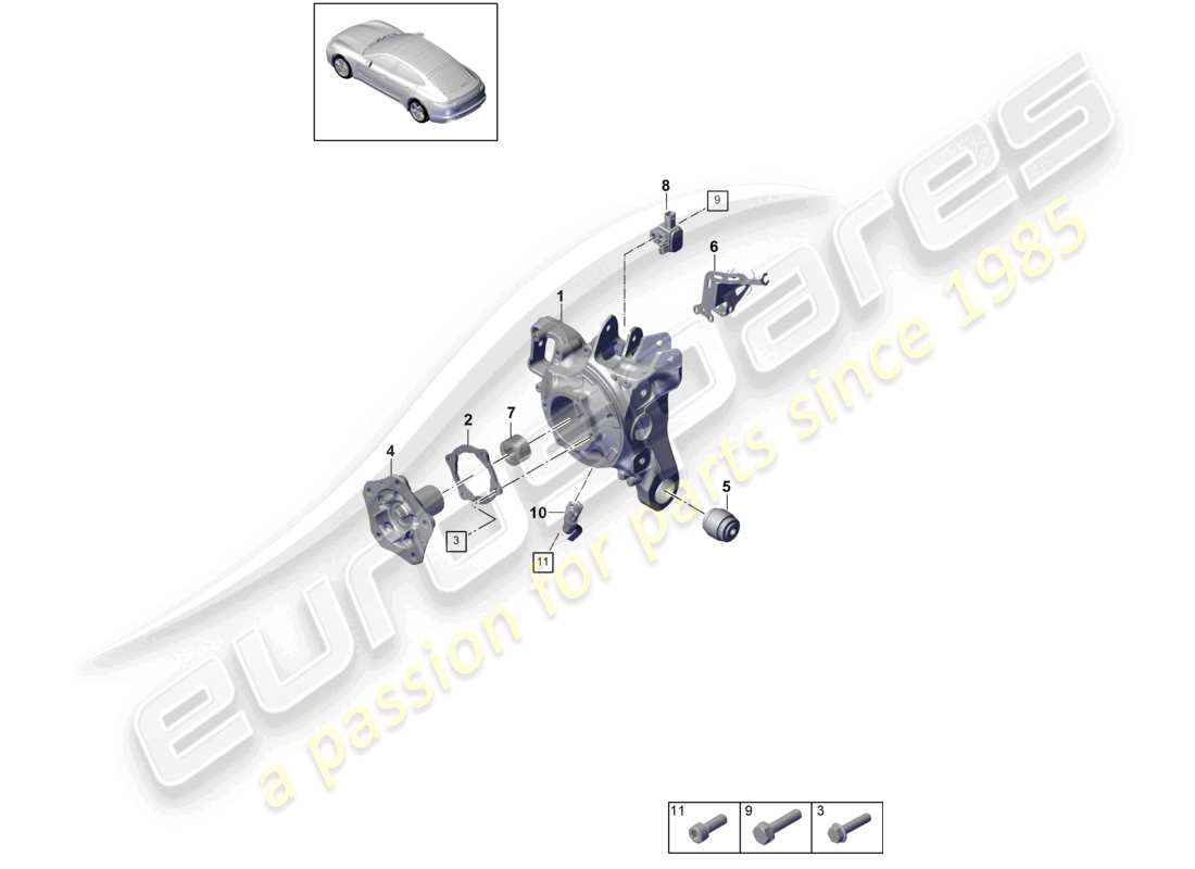 porsche 2021 (panamera 971-1) radträger radnabe hinterachse teilediagramm