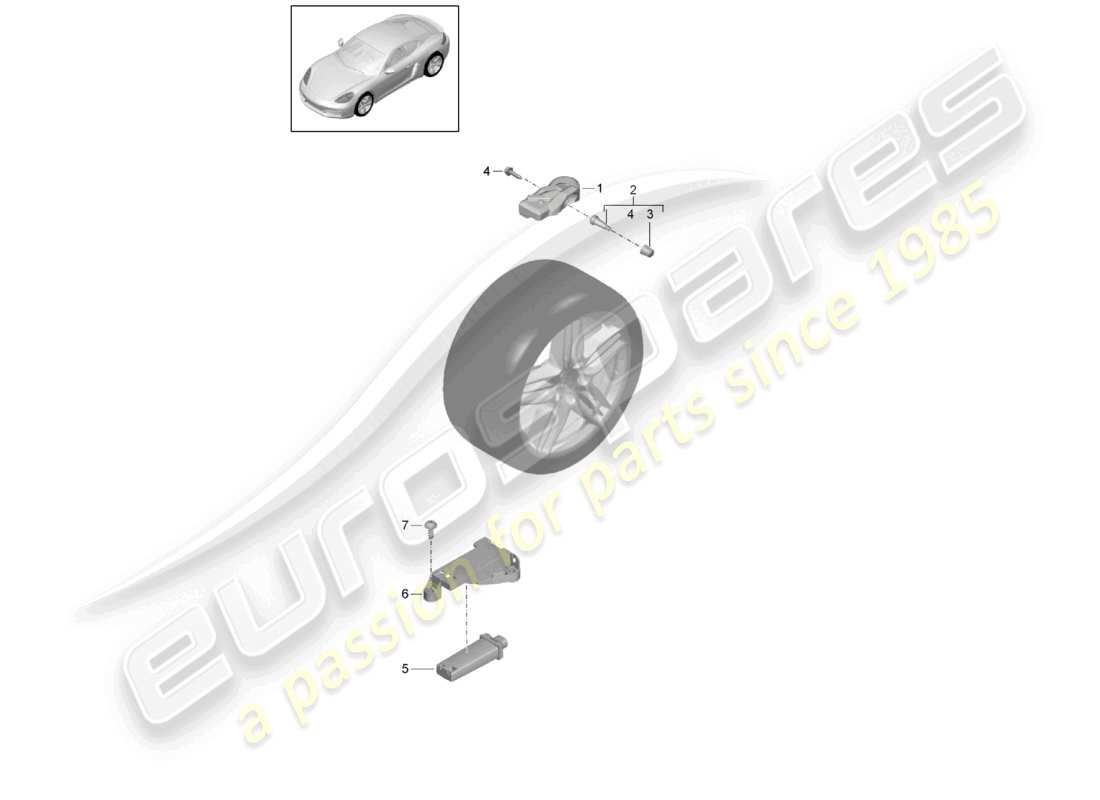 porsche 2025 (718 cayman) reifendruckkontrollsystem teilediagramm