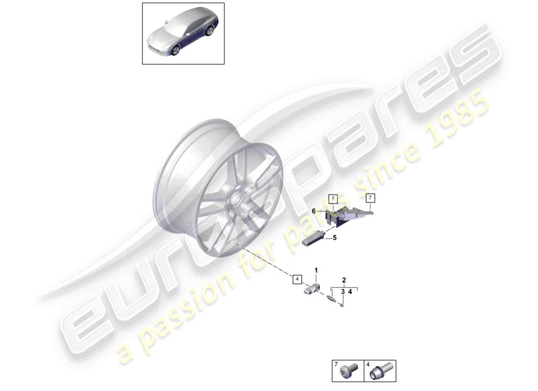 porsche 2021 (panamera 971-1) reifendruck-kontrollsystem teilediagramm