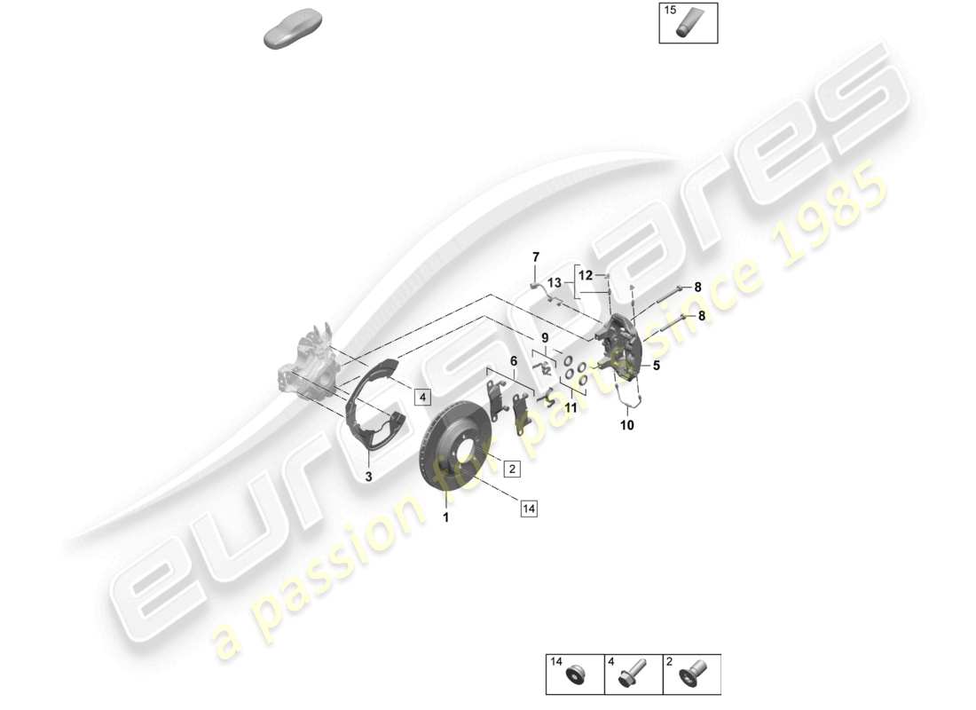 porsche 2026 (taycan 9j1-2) scheibenbremse 17 hinterachse schwarz teilediagramm
