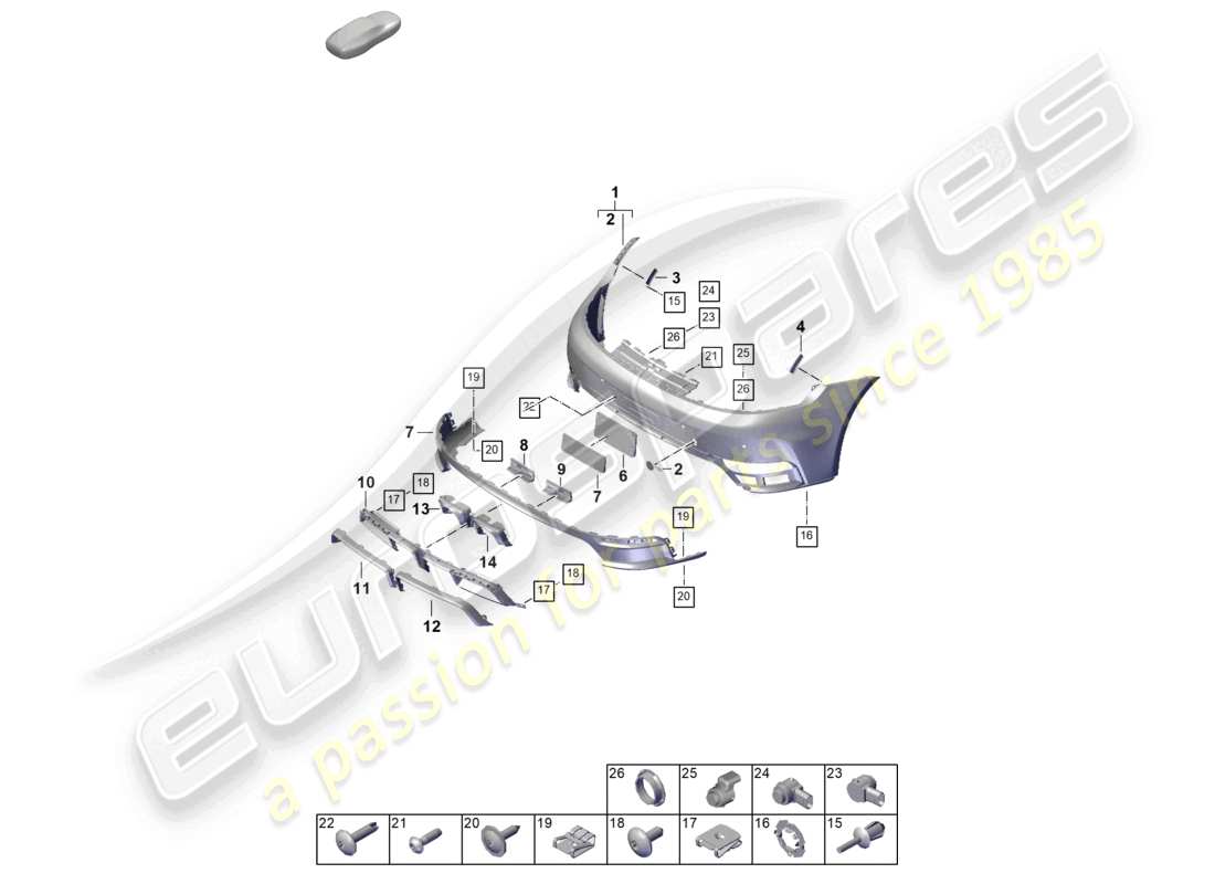 porsche 2024 (992-2) stoßstange hinten, ersatzteildiagramm