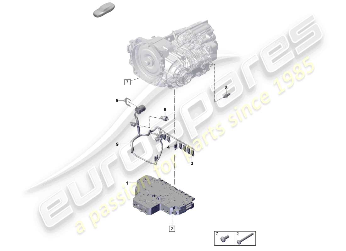 porsche 2025 (992-2 gt3/rs/st) 7-speed doppelkupplungsgetriebe - pdk - sensoren teilediagramm