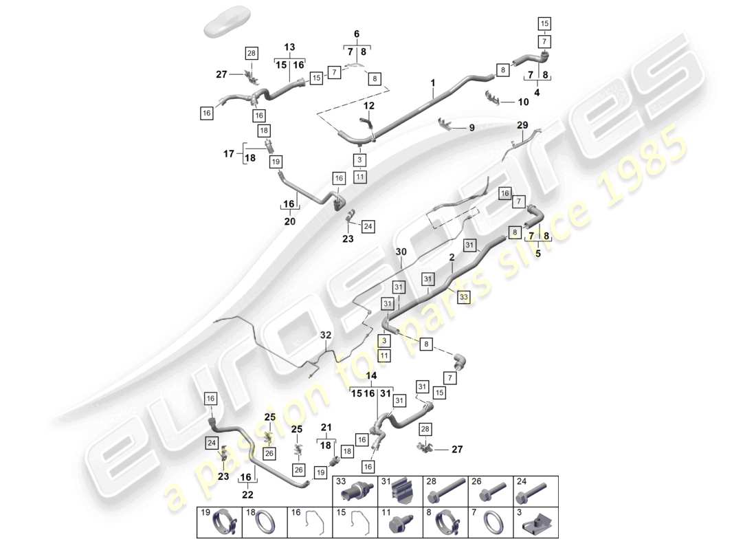 porsche 2026 (718 cayman) kühlmittel kühlsystem kühlmittelleitung entlüftungsleitung teilediagramm