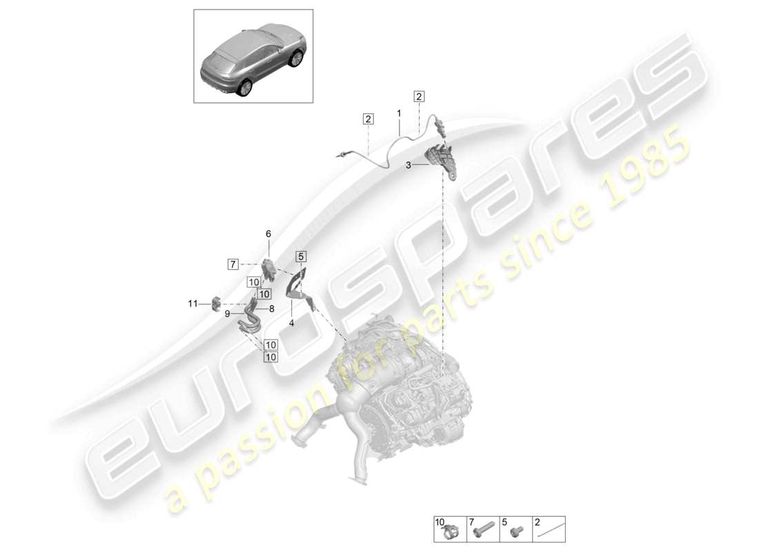 porsche 2021 (macan) druckdifferenzgeber abgastemperaturgeber für fahrzeuge mit ottopartikelfilter teilediagramm