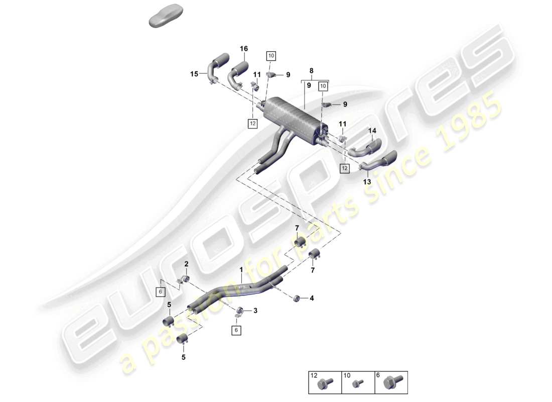 porsche 2025 (cayenne e3 pa) abgasanlage sportversion vorschalldämpfer nachschalldämpfer endrohr teilediagramm