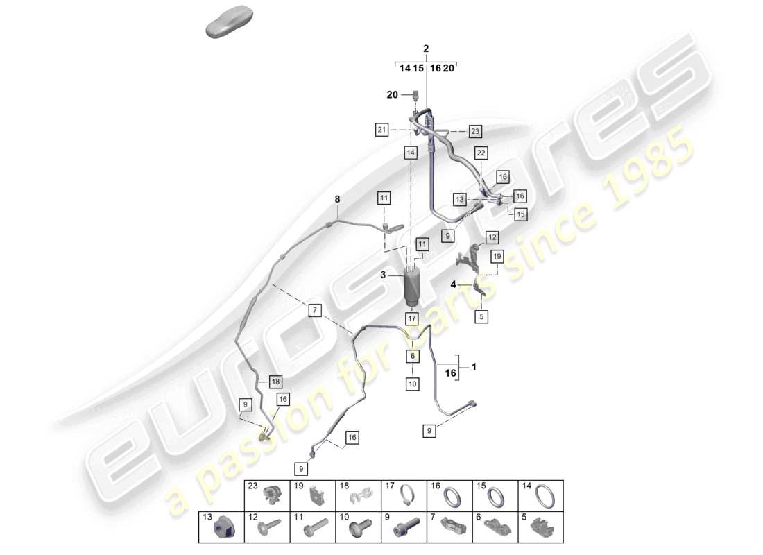 porsche 2026 (718 cayman gt4) klimaanlage rhd kältemittelleitung (expansionsventil > trockner) teilediagramm