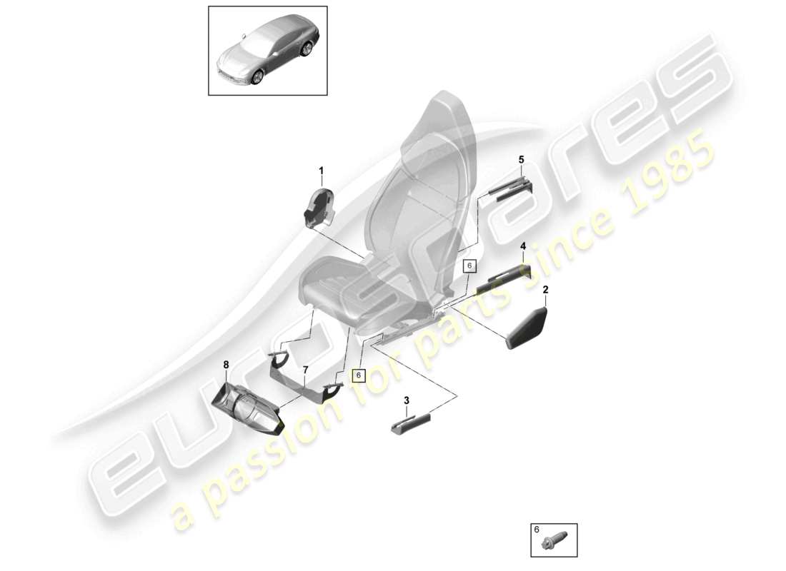 porsche 2021 (panamera 971-1) sitz vorne (komplett) nicht mehr lieferbar komfortsitz ersatzteilzeichnung