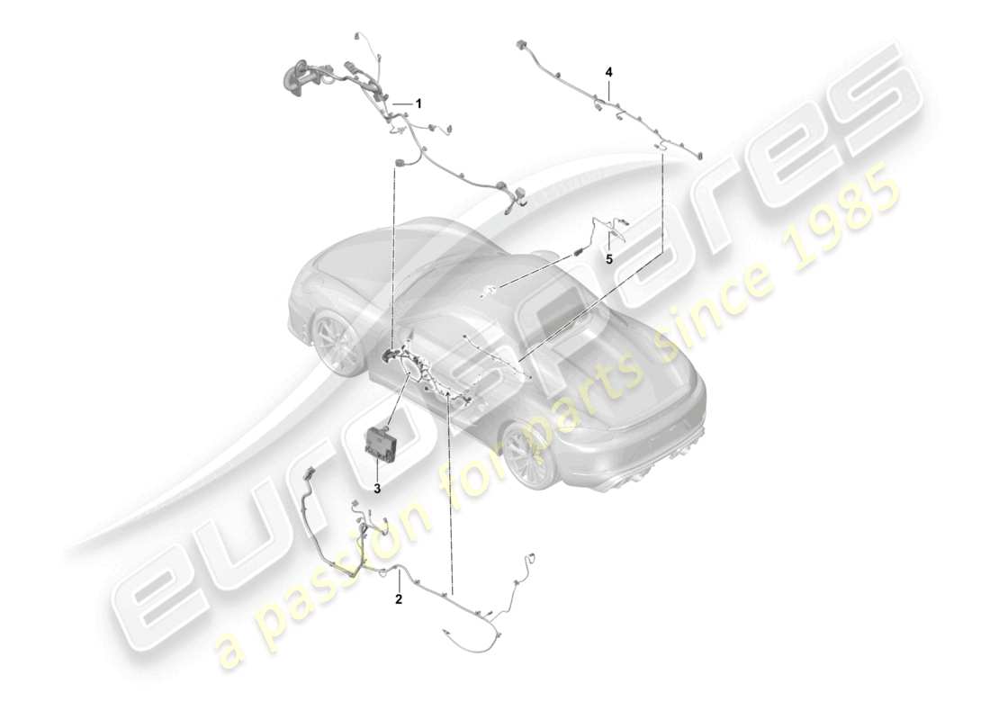 porsche 2021 (718 boxster spyder) kabelbäume türen mittelkonsole steuergerät türen dach/cabriodach teilediagramm