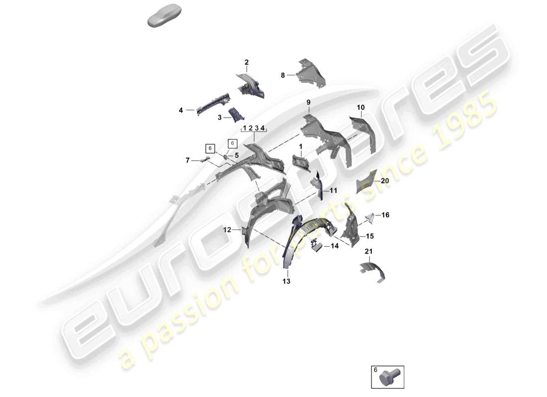 porsche 2026 (cayenne e3 pa) seitenteil hinten innen teilediagramm