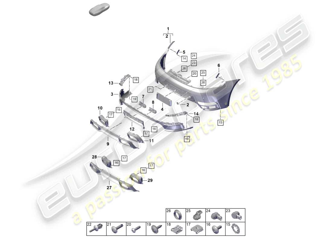 porsche 2024 (992-2) stoßstange hinten, ersatzteildiagramm