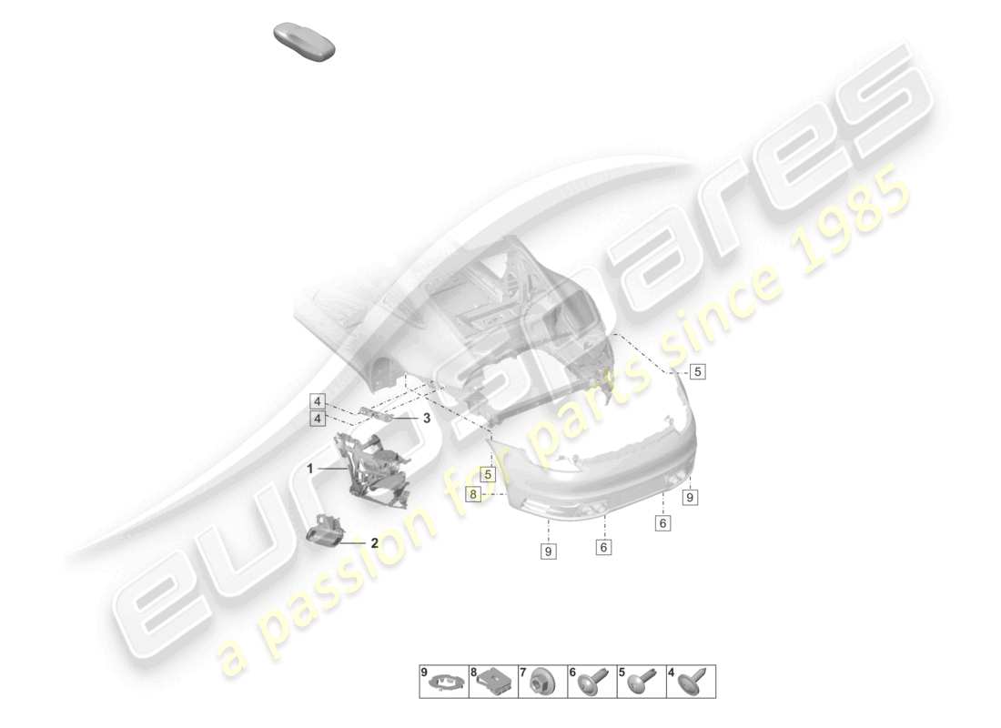 porsche 2023 (992-1) stoßfänger hinten befestigungselemente sport design paket teilediagramm