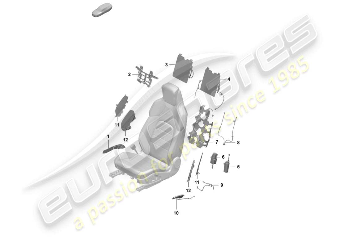 porsche 2025 (macan-e) pneumatische komponenten für sitz komfortsitz sportsitz teilediagramm