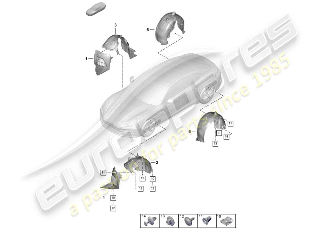porsche 2026 (panamera 976) zierleiste radhausschale teilediagramm