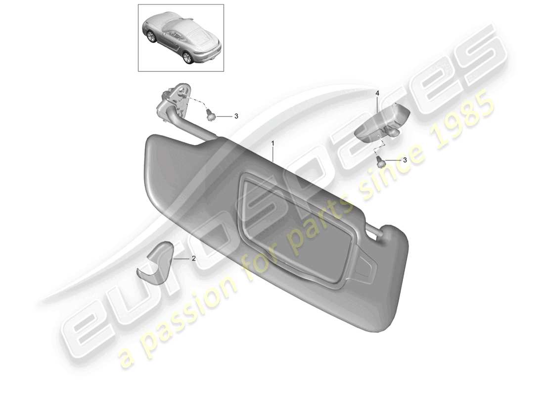 porsche 2025 (718 cayman) sonnenblenden teilediagramm