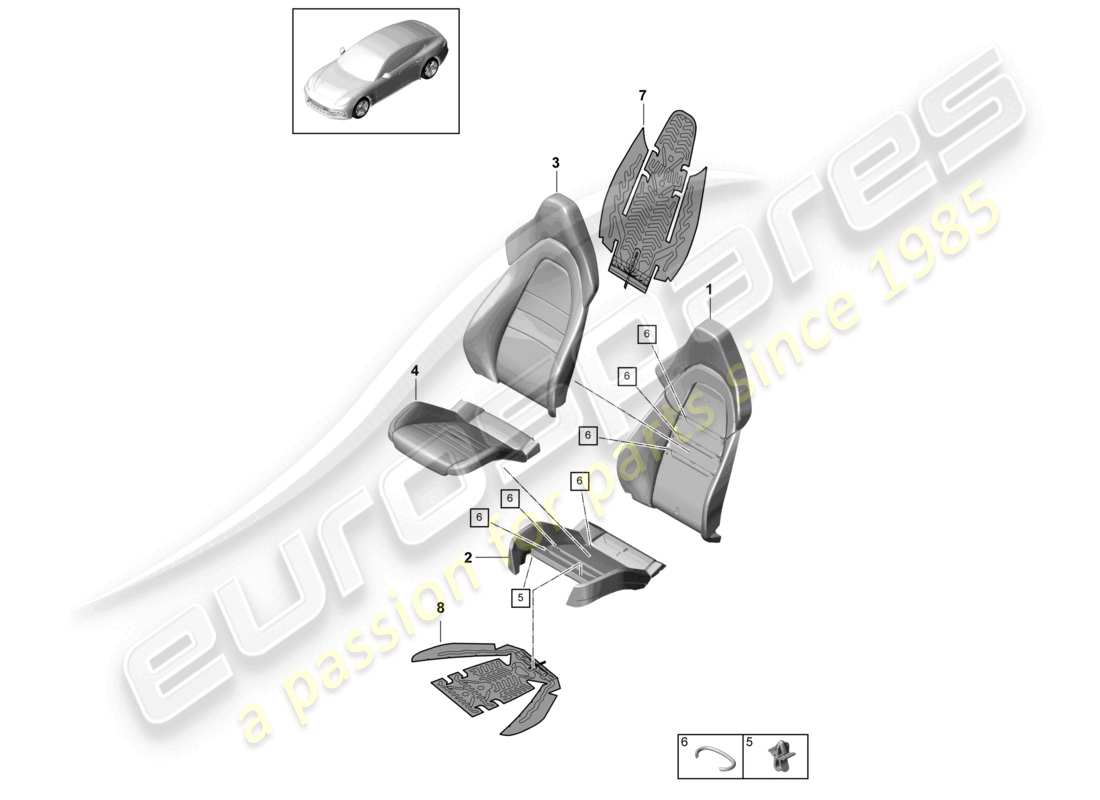 porsche 2021 (panamera 971-1) schaumteil sitzbezug sportsitz ohne: belüftungsteil teilediagramm