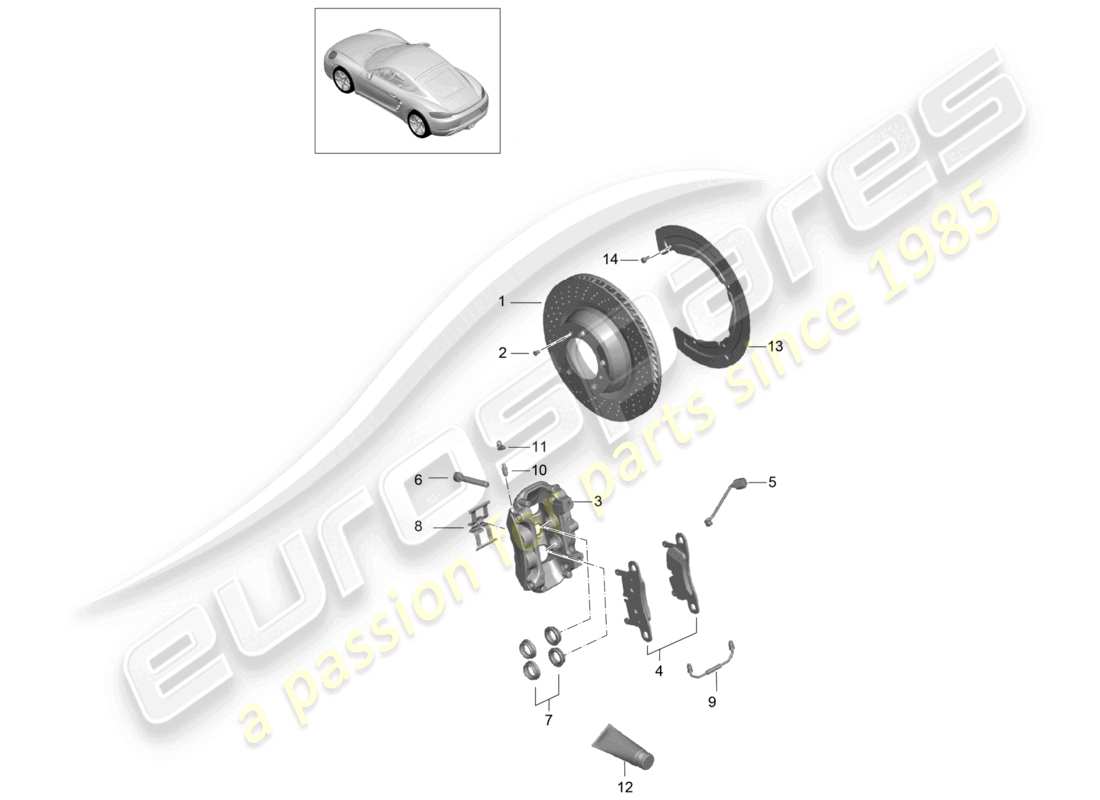 porsche 2023 (718 cayman) scheibenbremse hinterachse teilediagramm