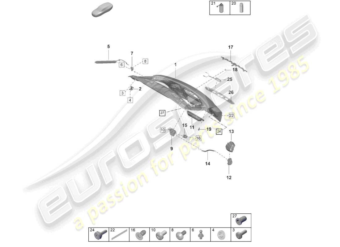 porsche 2023 (panamera 971-2) abdeckung hinten heckklappe teilediagramm