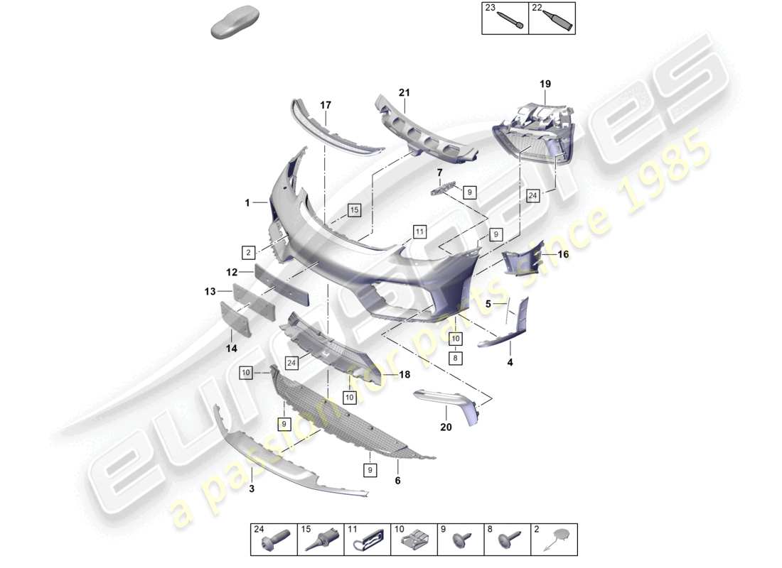 porsche 2021 (718 boxster spyder) stoßstange vorne, ersatzteildiagramm