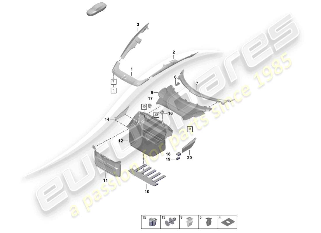 porsche 2026 (992-2) kofferraumverkleidungen ersatzteildiagramm
