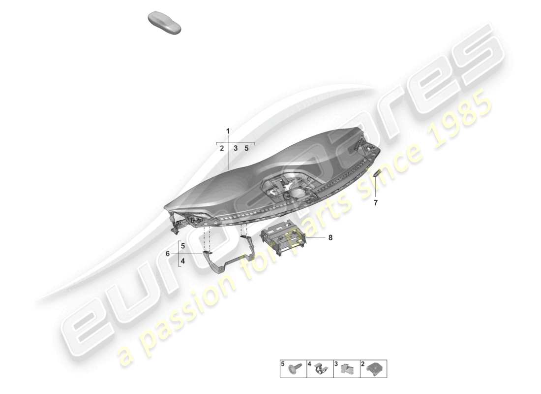 porsche 2024 (992-2) instrumententafelverkleidung oberteil mit: befestigungsmaterial teilebild