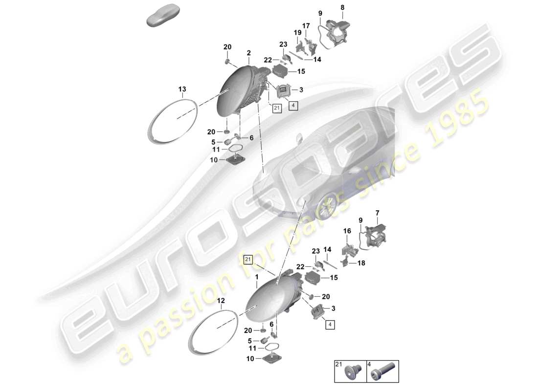 porsche 2024 (992-2) led-scheinwerfer-ersatzteildiagramm