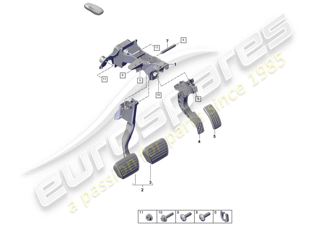 porsche 2025 (cayenne e3 pa) brems- und beschleunigungshebelmech. teilediagramm