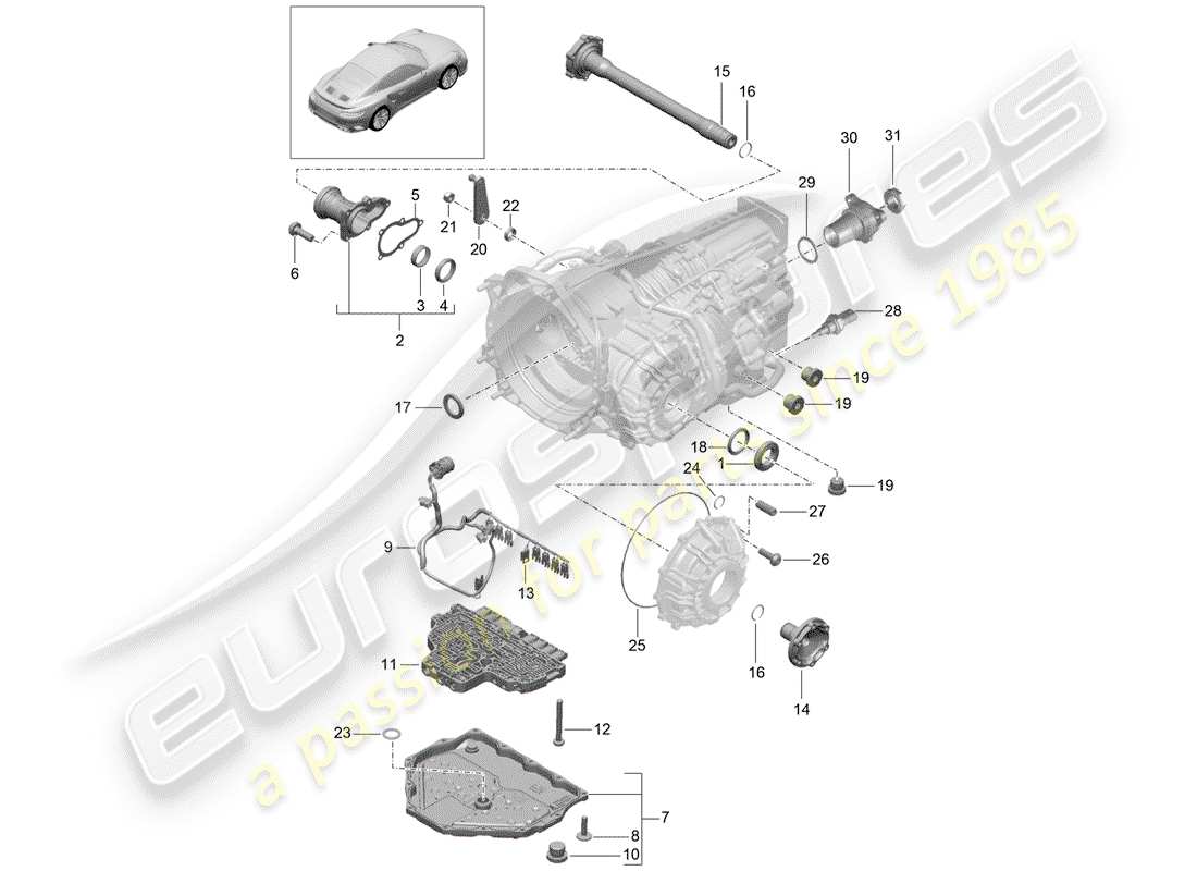 porsche 2018 (991-2 turbo) - pdk - teilediagramm