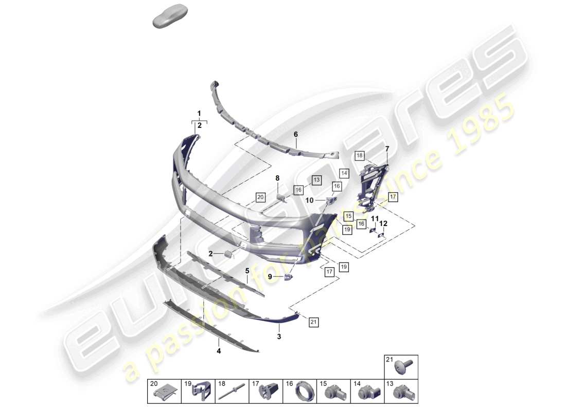 porsche 2025 (cayenne e3 pa) stoßstange vorne, ersatzteildiagramm