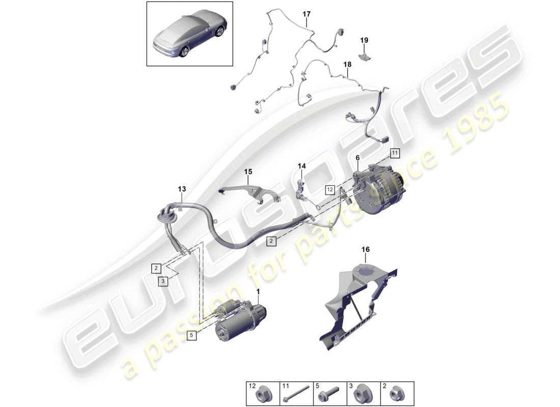 porsche 2021 (panamera 971-1) teilediagramm für anlasser-lichtmaschine