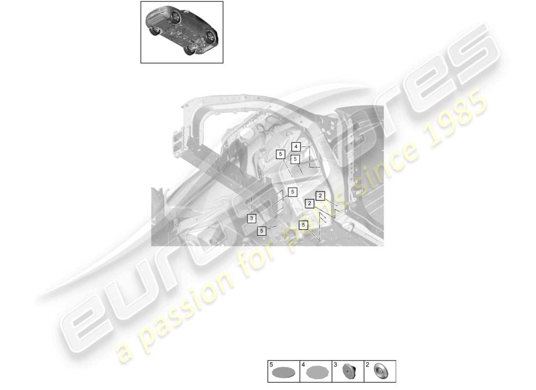 porsche 2025 (cayenne e3 pa) bungs vorderes ende teilediagramm
