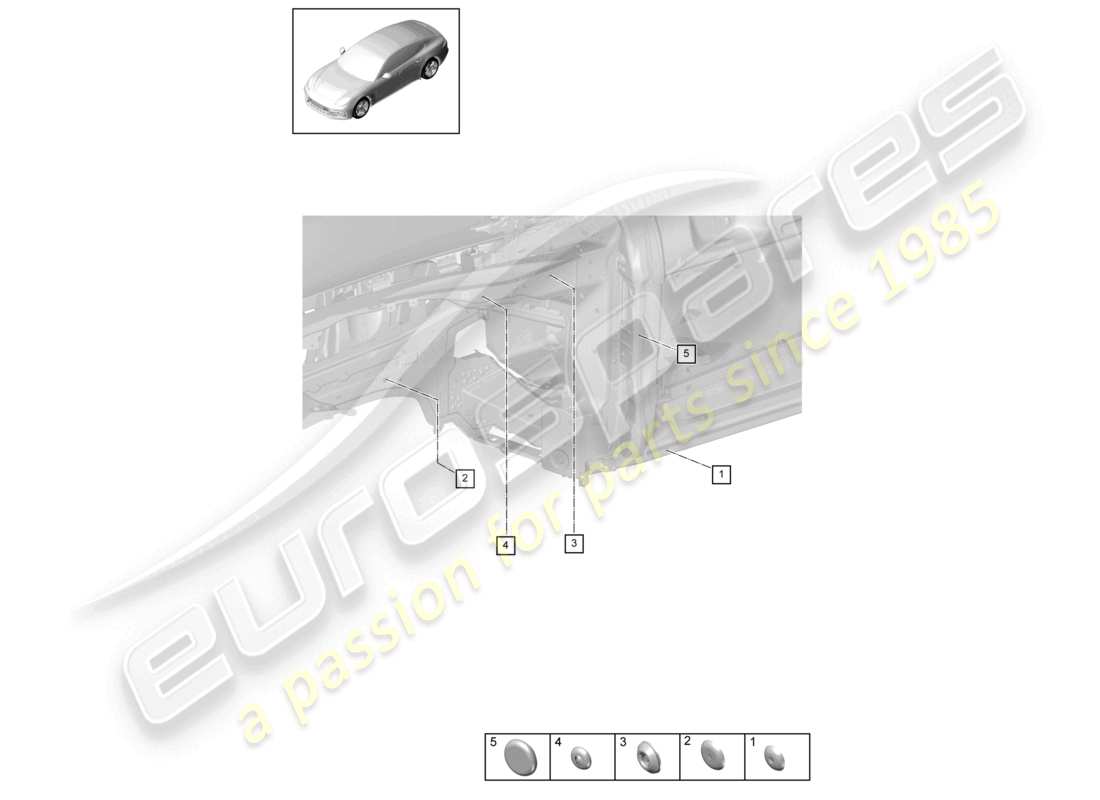 porsche 2021 (panamera 971-1) stopfenseite hinteres ende teilediagramm