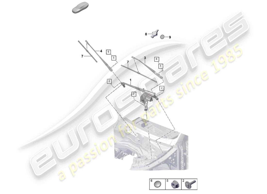 porsche 2025 (cayenne e3 pa) scheibenwischeranlage kompl. regensensor ersatzteilübersicht