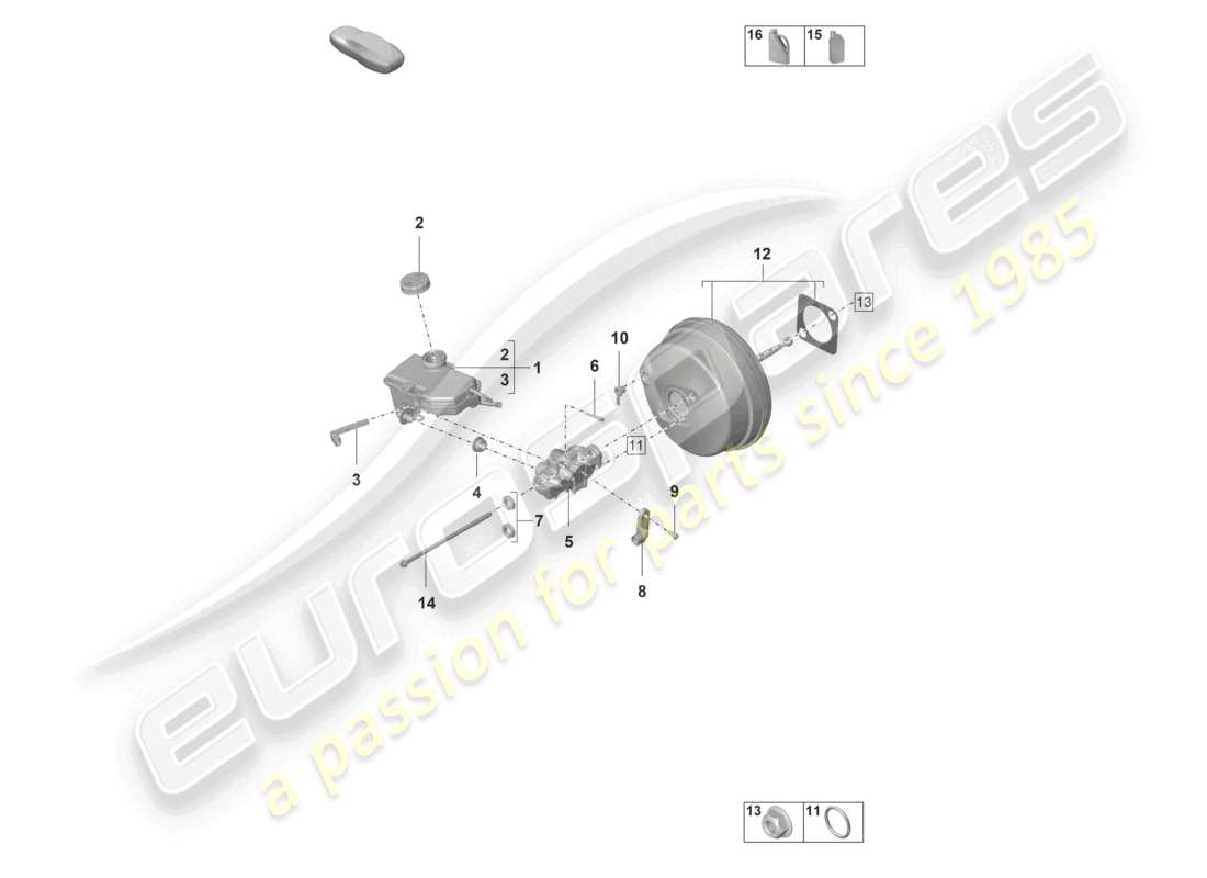 porsche 2026 (992-2 gt3/rs/st) hauptbremszylinder bremskraftverstärker teilediagramm