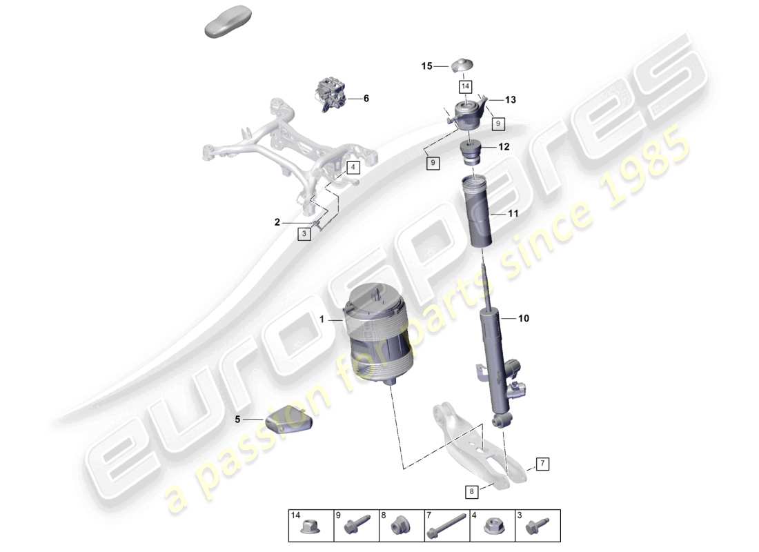 porsche 2025 (cayenne e3 pa) luftfederung luftfeder stoßdämpfer niveausensor teilediagramm