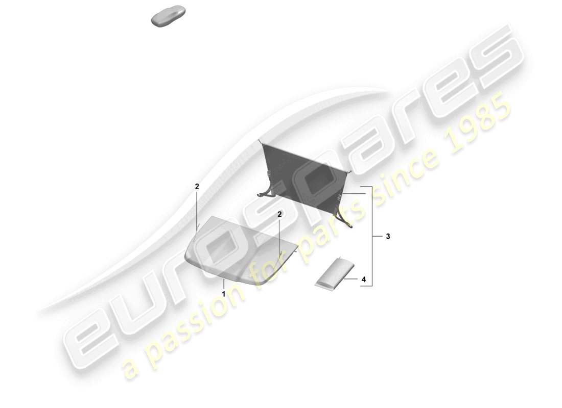porsche 2025 (macan-e) abdeckung für gepäckraumnetztrennwand teilediagramm