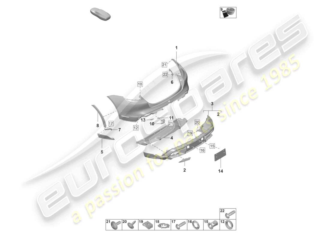 porsche 2023 (taycan 9j1-1) stoßstange hinten taycan cross turismo turbo s offroad cross turismo teilediagramm