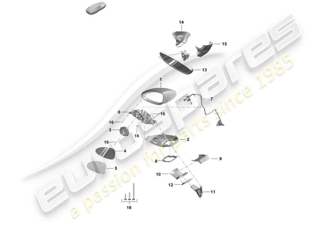 porsche 2022 (718 boxster spyder) außenspiegel innenspiegel teilediagramm