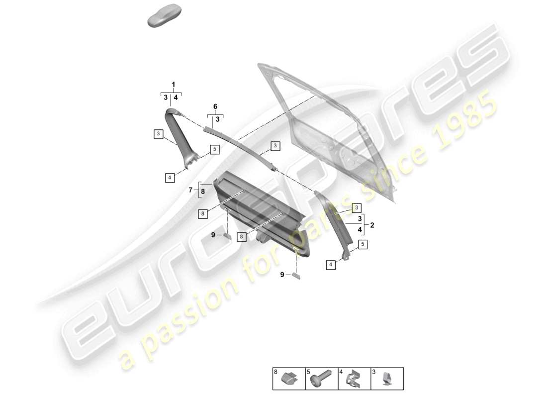 porsche 2025 (panamera 976) innenverkleidung heckklappe teilediagramm