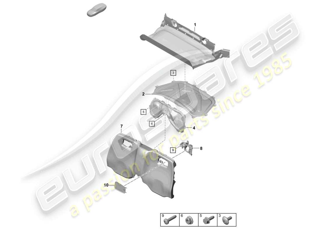 porsche 2021 (718 boxster spyder) verkleidungen motorraum teilediagramm
