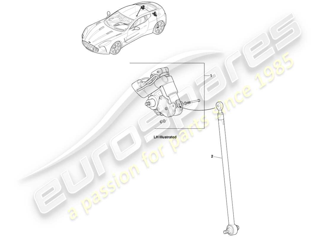aston martin one-77 (2011) einstellbares fahrhöhensystem, teilediagramm hinten