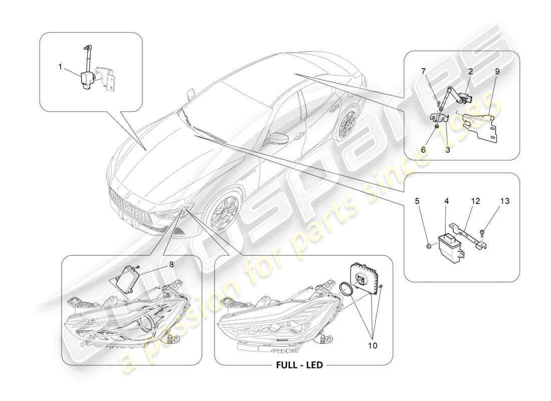 maserati ghibli (2018) beleuchtungssystemsteuerung teilediagramm