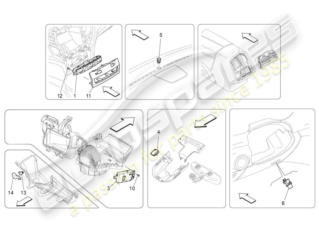 maserati ghibli (2017) klimaanlage: elektronische steuerung ersatzteildiagramm