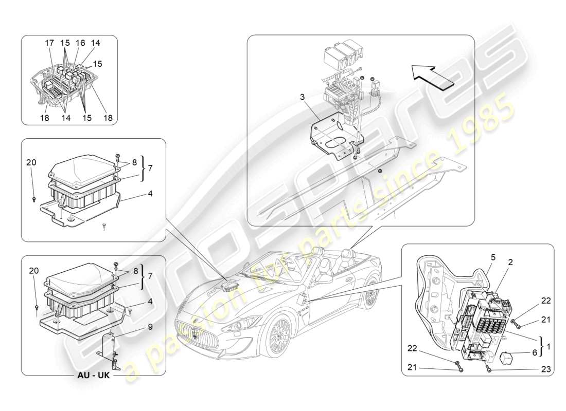 maserati grancabrio mc (2013) relais, sicherungen und kästen teilediagramm