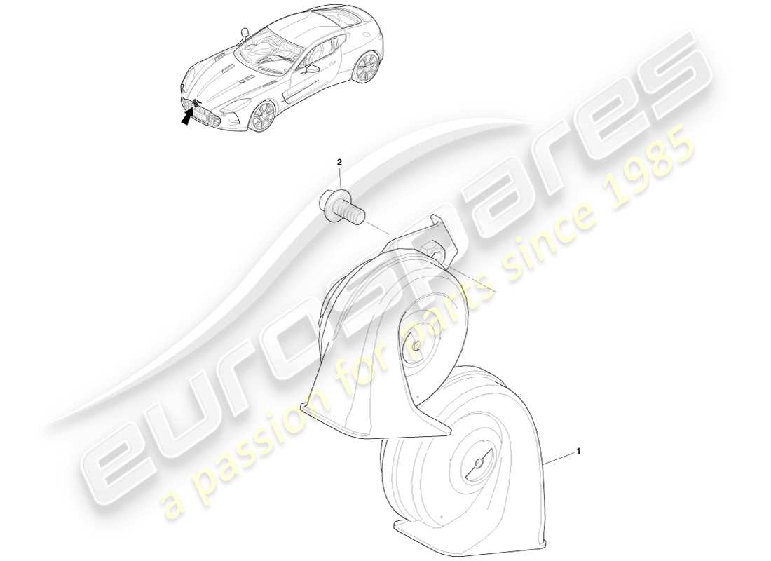 aston martin one-77 (2011) teilediagramm des hupensystems