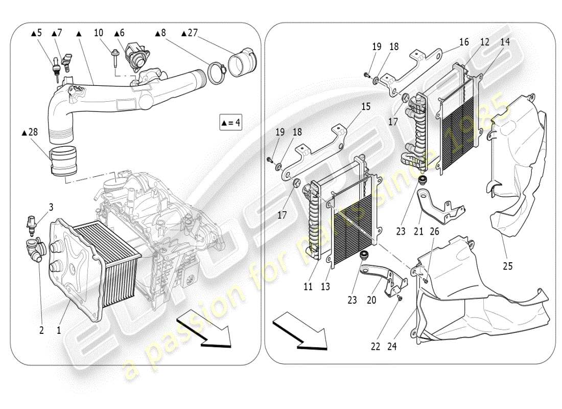 maserati ghibli (2021) ladeluftkühlersystem - teilediagramm