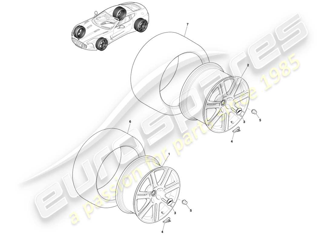 aston martin one-77 (2011) räder & reifen teilediagramm